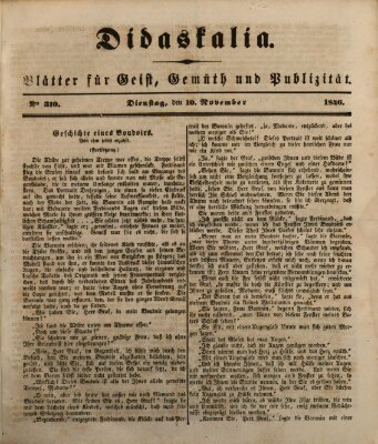 Didaskalia Dienstag 10. November 1846