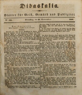 Didaskalia Dienstag 24. November 1846