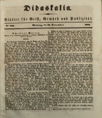 Didaskalia Montag 30. November 1846