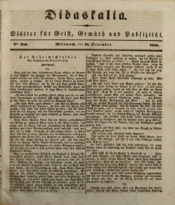 Didaskalia Mittwoch 16. Dezember 1846