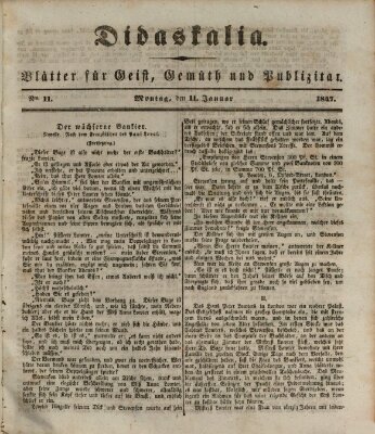 Didaskalia Montag 11. Januar 1847