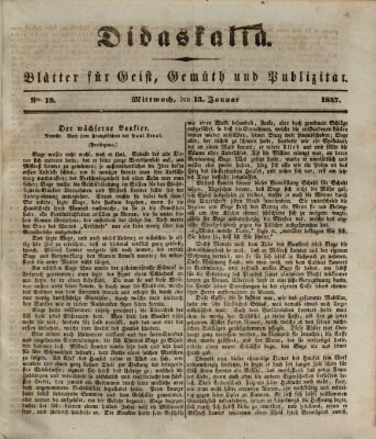 Didaskalia Mittwoch 13. Januar 1847