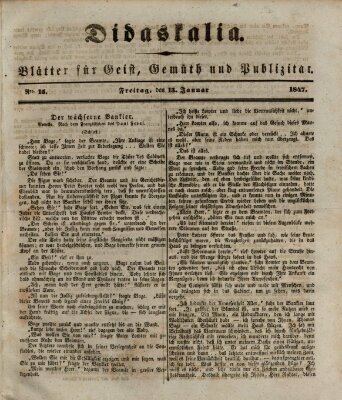 Didaskalia Freitag 15. Januar 1847