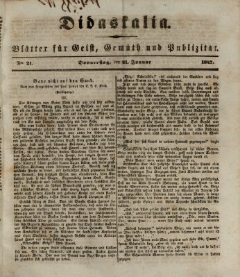 Didaskalia Donnerstag 21. Januar 1847