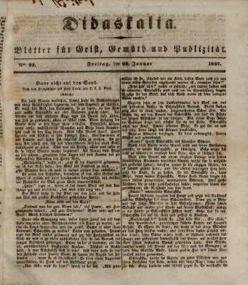 Didaskalia Freitag 22. Januar 1847