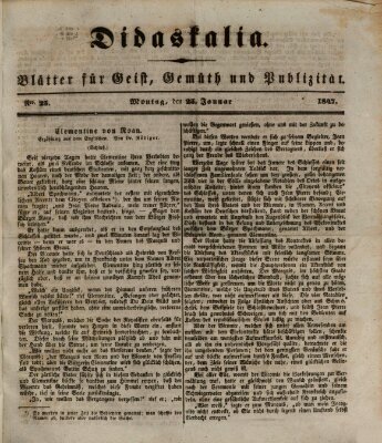 Didaskalia Montag 25. Januar 1847