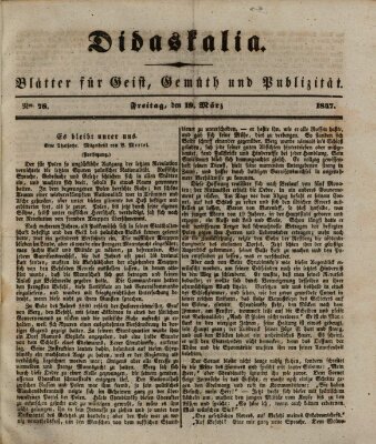 Didaskalia Freitag 19. März 1847