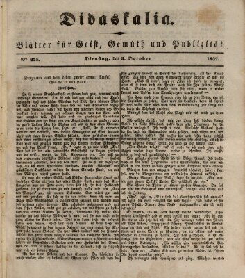 Didaskalia Dienstag 5. Oktober 1847