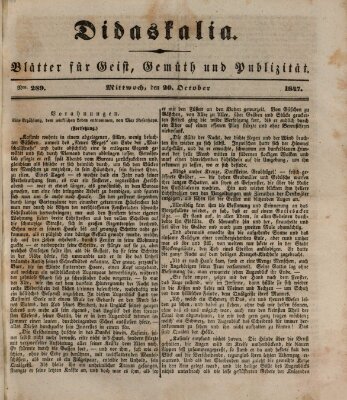 Didaskalia Mittwoch 20. Oktober 1847