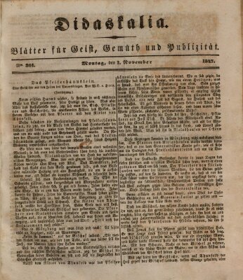 Didaskalia Montag 1. November 1847