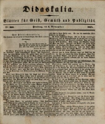 Didaskalia Freitag 5. November 1847