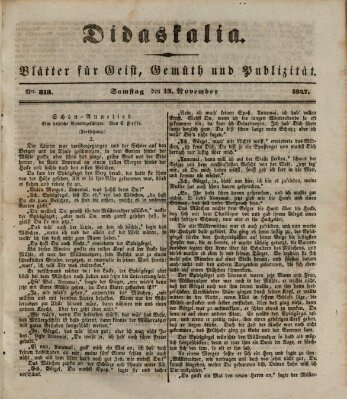 Didaskalia Samstag 13. November 1847