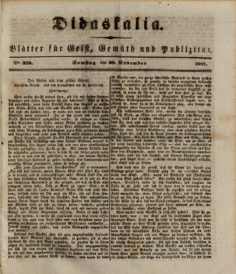 Didaskalia Samstag 20. November 1847