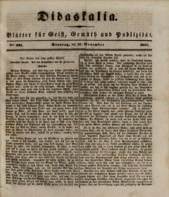 Didaskalia Sonntag 21. November 1847