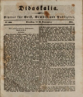 Didaskalia Dienstag 30. November 1847