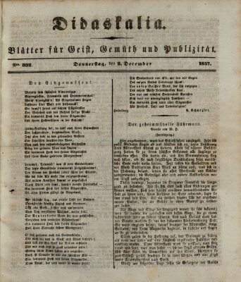 Didaskalia Donnerstag 2. Dezember 1847