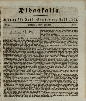 Didaskalia Samstag 8. Januar 1848