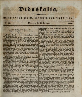 Didaskalia Montag 17. Januar 1848