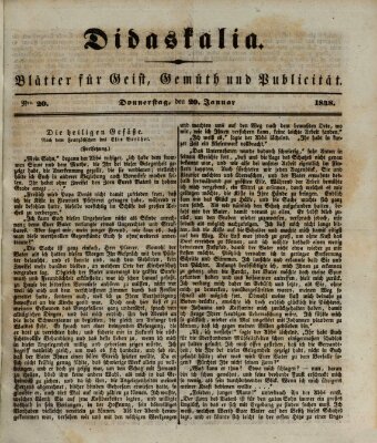 Didaskalia Donnerstag 20. Januar 1848