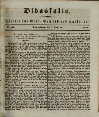 Didaskalia Donnerstag 17. Februar 1848