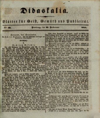 Didaskalia Freitag 25. Februar 1848