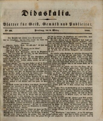 Didaskalia Freitag 3. März 1848