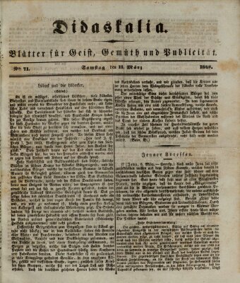 Didaskalia Samstag 11. März 1848