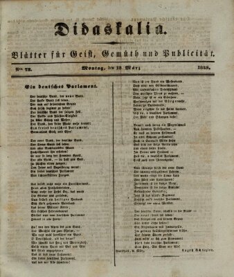 Didaskalia Montag 13. März 1848