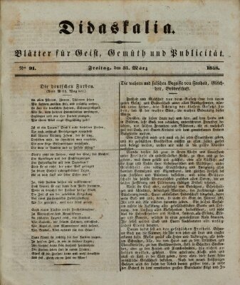 Didaskalia Freitag 31. März 1848