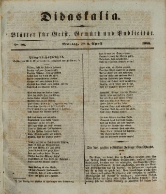 Didaskalia Montag 3. April 1848