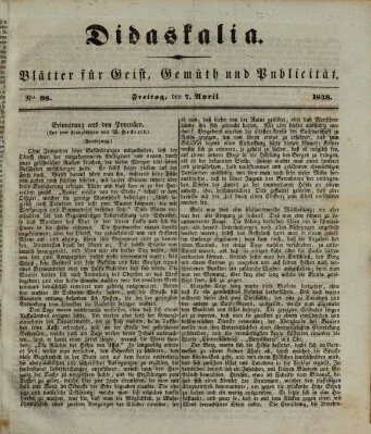 Didaskalia Freitag 7. April 1848