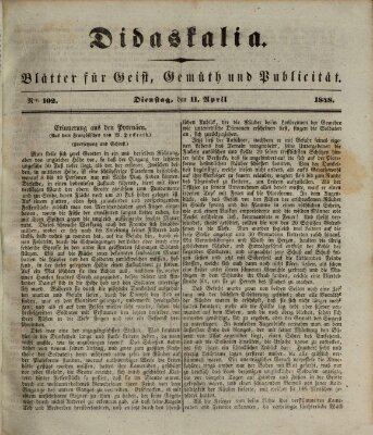 Didaskalia Dienstag 11. April 1848