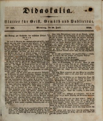 Didaskalia Montag 10. Juli 1848