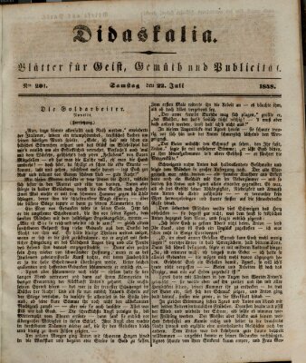 Didaskalia Samstag 22. Juli 1848