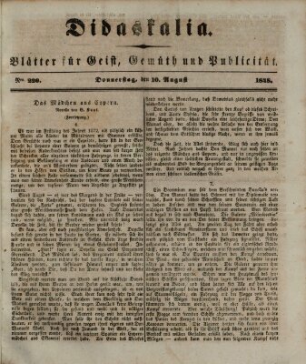 Didaskalia Donnerstag 10. August 1848