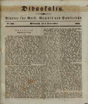 Didaskalia Mittwoch 6. September 1848