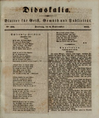 Didaskalia Freitag 8. September 1848