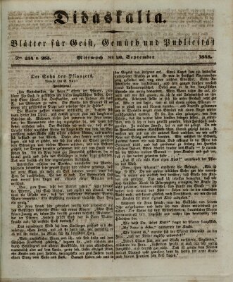 Didaskalia Mittwoch 20. September 1848