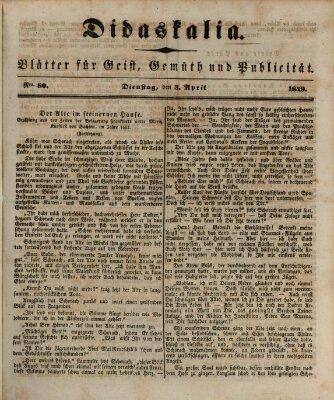 Didaskalia Dienstag 3. April 1849