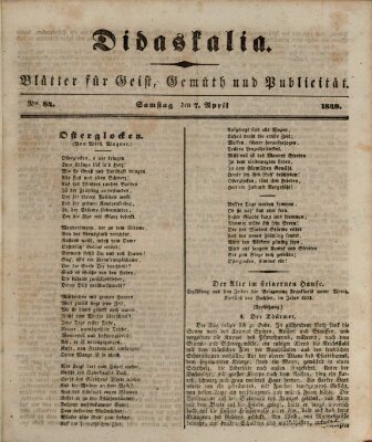 Didaskalia Samstag 7. April 1849