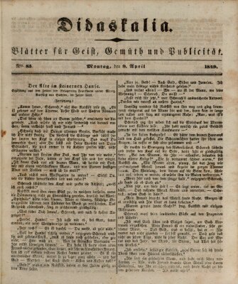 Didaskalia Montag 9. April 1849