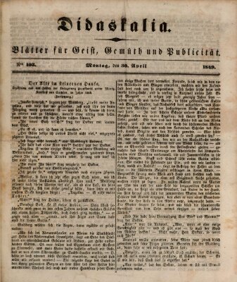 Didaskalia Montag 30. April 1849