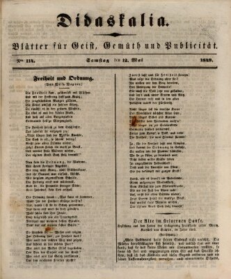 Didaskalia Samstag 12. Mai 1849