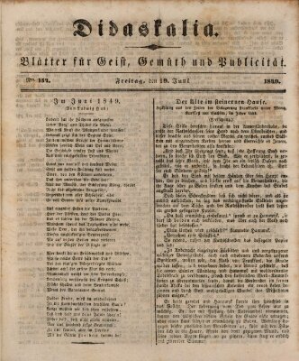 Didaskalia Freitag 29. Juni 1849