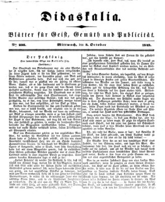 Didaskalia Mittwoch 3. Oktober 1849