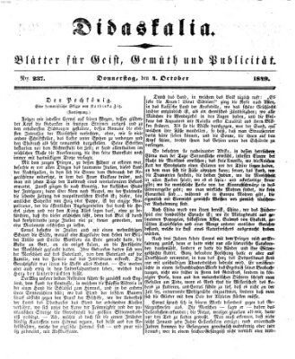 Didaskalia Donnerstag 4. Oktober 1849