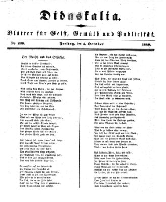 Didaskalia Freitag 5. Oktober 1849