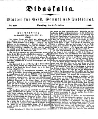 Didaskalia Samstag 6. Oktober 1849