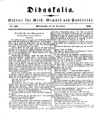 Didaskalia Mittwoch 17. Oktober 1849