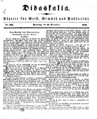 Didaskalia Freitag 19. Oktober 1849